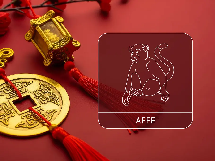 Chinesische Glücksbringer zum Neujahr mit dem Sternzeichen Affe
