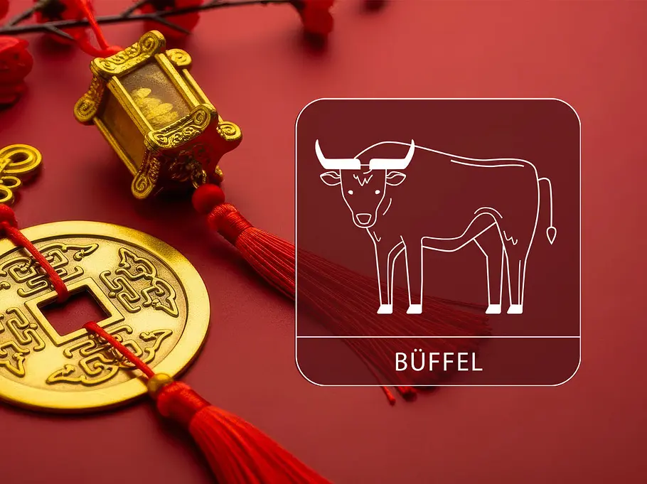 Chinesische Glücksbringer zum Neujahr mit dem Sternzeichen Büffel