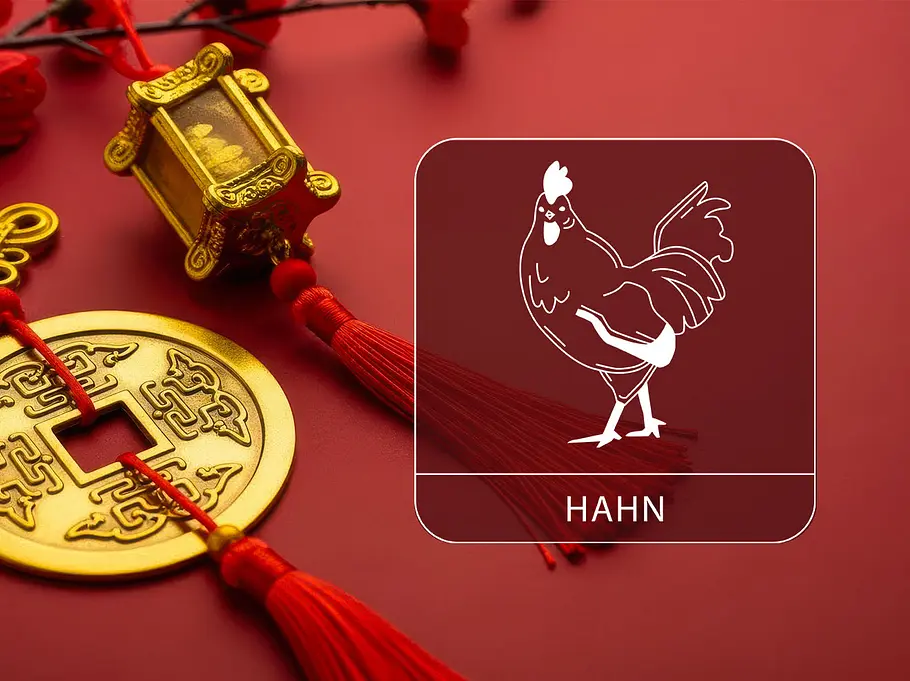 Chinesische Glücksbringer zum Neujahr mit dem Sternzeichen Hahn