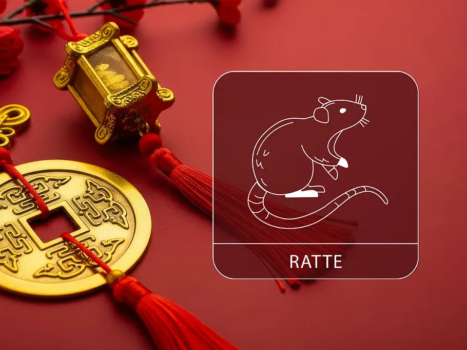 Chinesische Glücksbringer zum Neujahr mit dem Sternzeichen Ratte