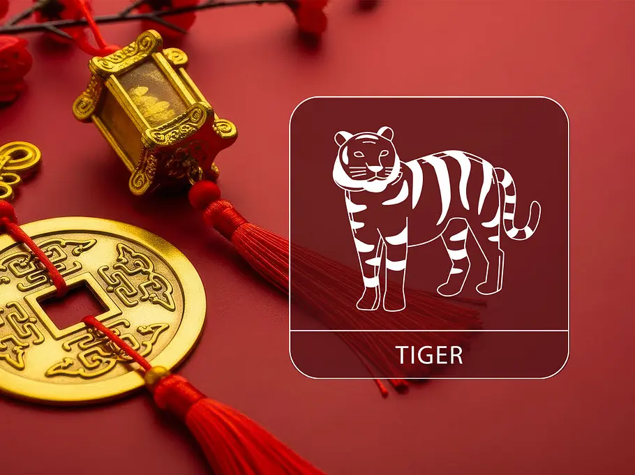 Chinesische Glücksbringer zum Neujahr mit dem Sternzeichen Tiger