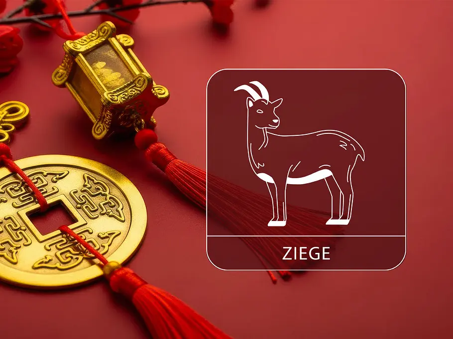 Chinesische Glücksbringer zum Neujahr mit dem Sternzeichen Ziege