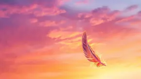 Eine Feder am Himmel gefärbt vom Sonnenuntergang - Foto: soem / AdobeStock Eine Feder am Himmel gefärbt vom Sonnenuntergang - Foto: soem / AdobeStock