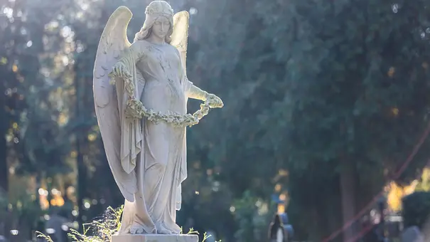 Engelstatue umgeben von Bäumen - Foto: Georg Hummer / AdobeStock Engelstatue umgeben von Bäumen - Foto: Georg Hummer / AdobeStock
