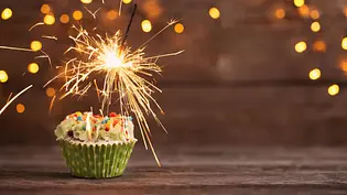 Ein Geburstagscupcake mit einer Wunderkerze - Foto: Maya Kruchancova / AdobeStock Ein Geburstagscupcake mit einer Wunderkerze - Foto: Maya Kruchancova / AdobeStock