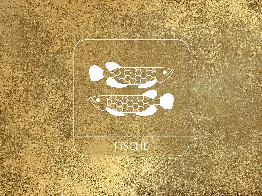 Sternzeichen Fische vor einem goldenen Hintergrund