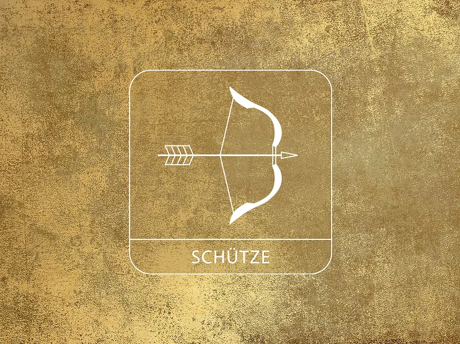 Sternzeichen Schütze vor einem goldenen Hintergrund