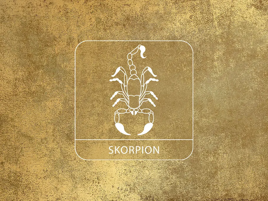 Sternzeichen Skorpion vor einem goldenen Hintergrund