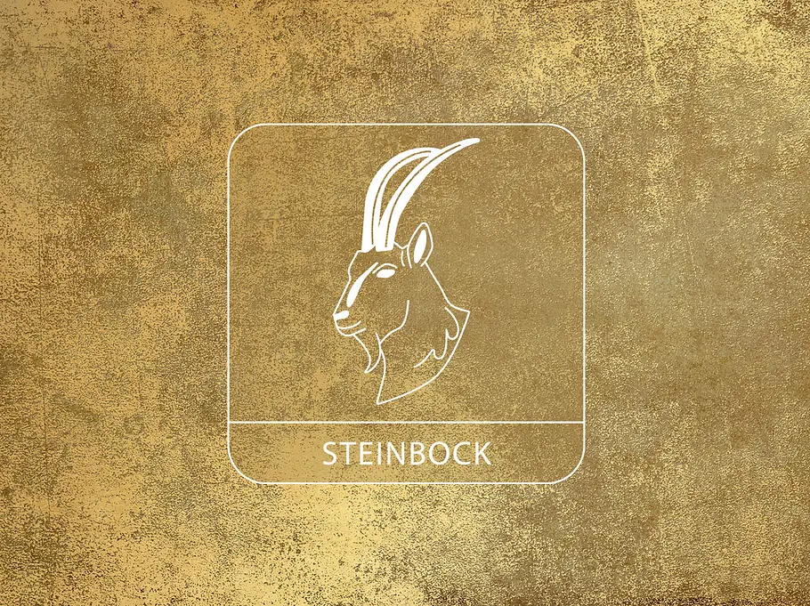 Sternzeichen Steinbock vor einem goldenen Hintergrund