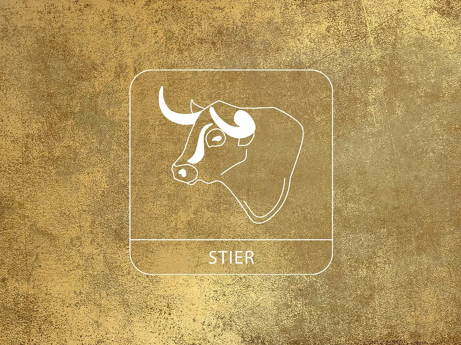 Sternzeichen Stier vor einem goldenen Hintergrund