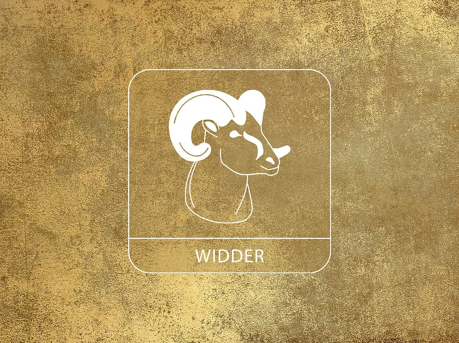 Sternzeichen Widder vor einem goldenen Hintergrund
