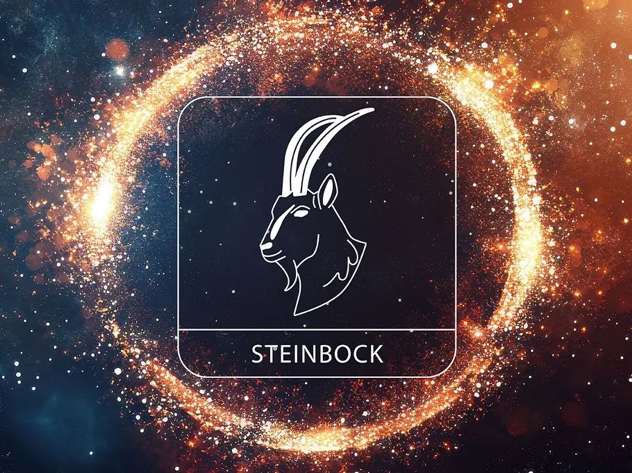 Sternzeichen Steinbock in einem leuchtend-goldenen Kreis