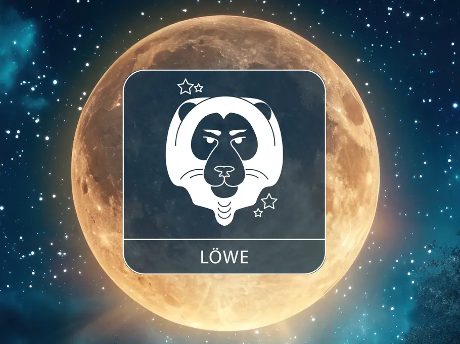 Das Sternzeichen Löwe auf einem Vollmond, umgeben von Sternen