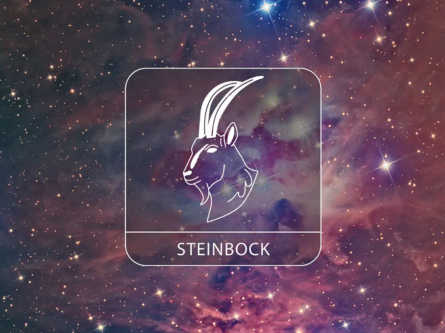 Sternzeichen Steinbock vor einem galaktischen Hintergrund