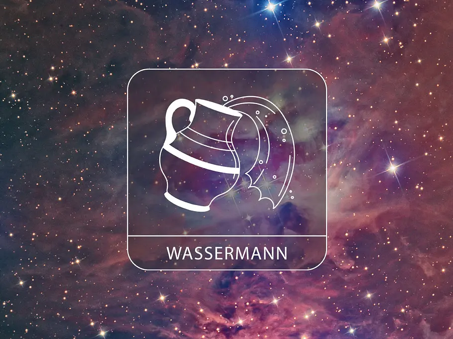 Sternzeichen Wassermann vor einem galaktischen Hintergrund