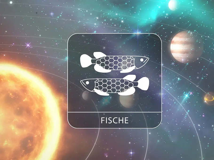Symbolbild eines Sonnensystems mit dem Sternzeichen Fische
