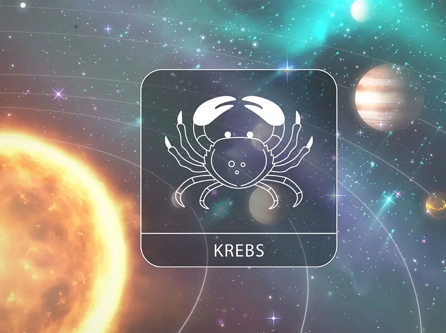 Symbolbild eines Sonnensystems mit dem Sternzeichen Krebs
