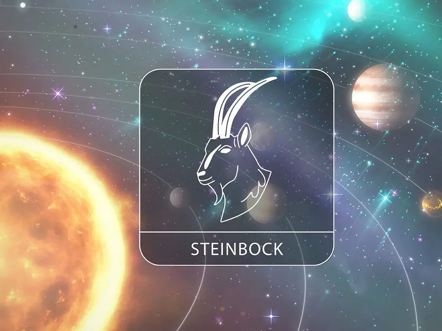 Symbolbild eines Sonnensystems mit dem Sternzeichen Steinbock
