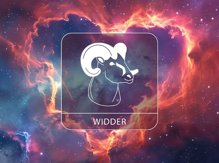 Sternzeichen Widder in einer Herz-Galaxie