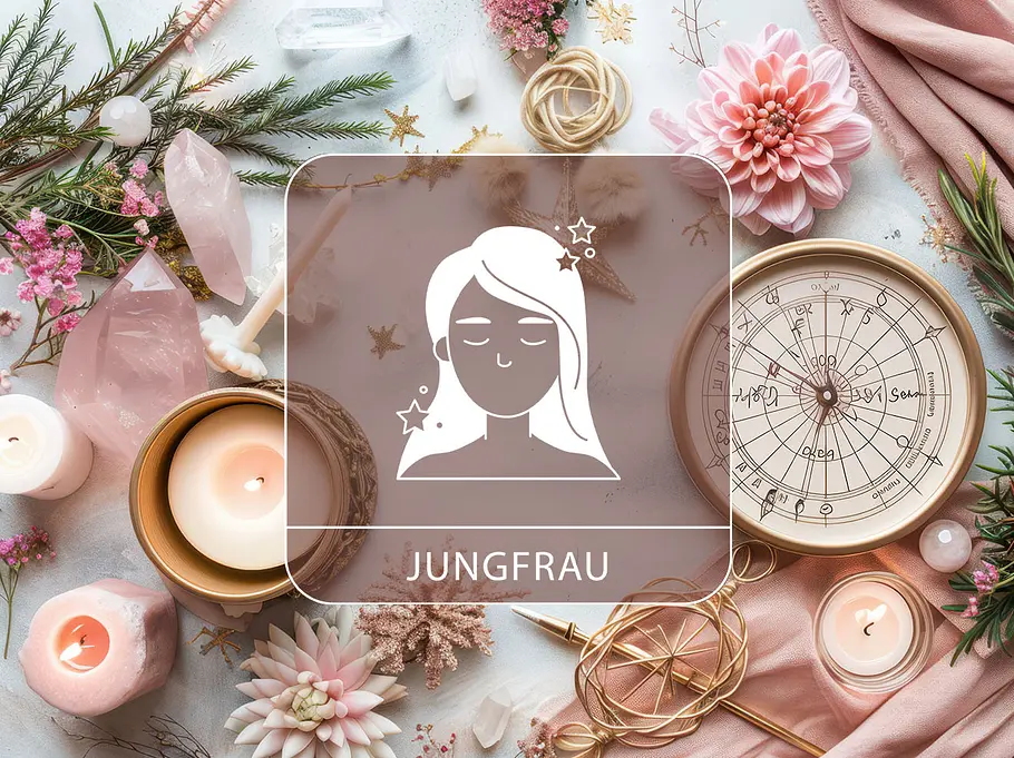 Sternzeichen Jungfrau mit Astro-Frühlingsdekoration