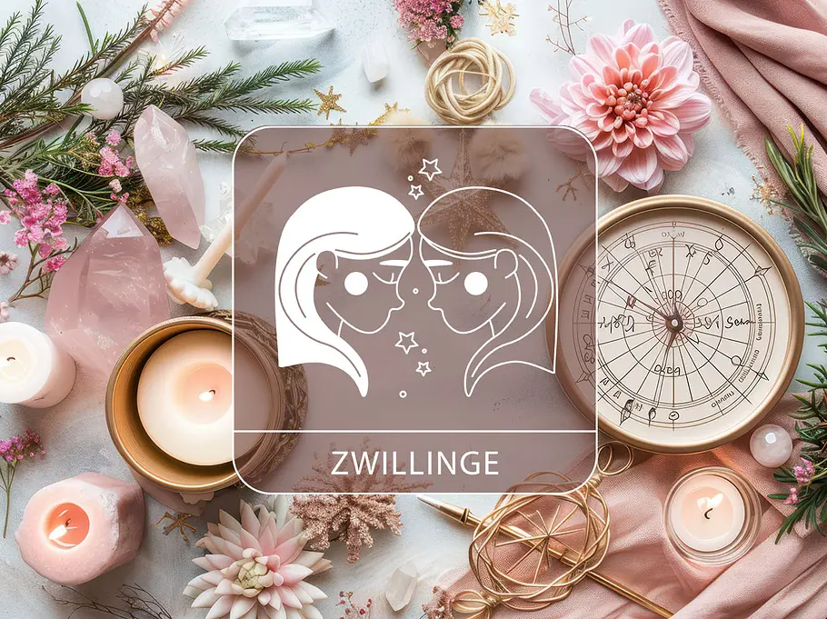 Sternzeichen Zwillinge mit Astro-Frühlingsdekoration