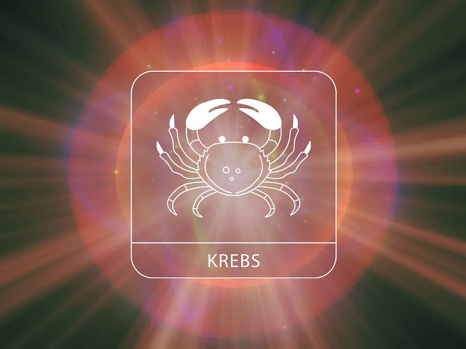 Kosmisches buntes Licht leuchtet auf das Sternzeichen Krebs