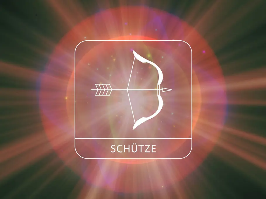 Kosmisches buntes Licht leuchtet auf das Sternzeichen Schütze