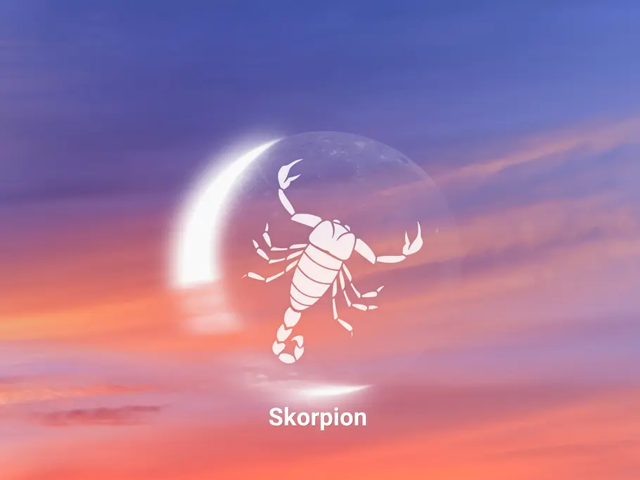 Das große Neumond-Horoskop ab 05.10.2026: Sternzeichen Skorpion Sternzeichen Skorpion in Neumond auf Sonnenuntergang Hintergrund