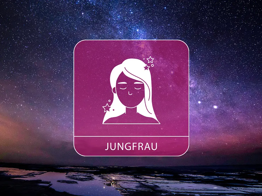 Bild vom Sternzeichen Jungfrau vor einem Sternenhimmel