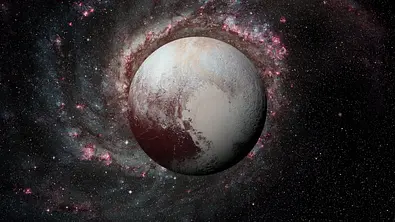Planet Pluto umgeben von vielen Sternen - Foto:  Designpics/AdobeStock (KI-generiert)