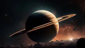 Planet Saturn umgeben von Sternenstaub und Sternen - Foto: Thamidu/AdobeStock (KI generiert) Planet Saturn umgeben von Sternenstaub und Sternen - Foto: Thamidu/AdobeStock (KI generiert)