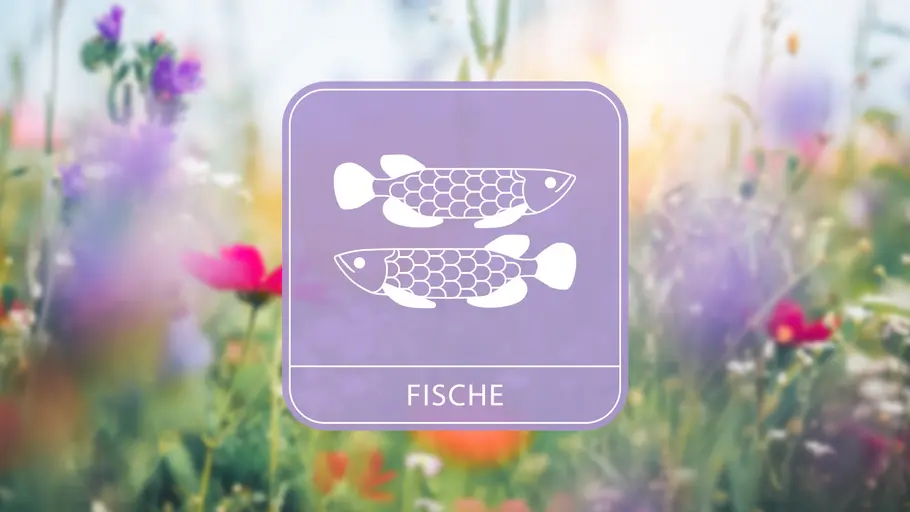 Das Frühlingshoroskop 2025: Sternzeichen Fische Sternzeichensymbol mit Blumen im Hintergrund
