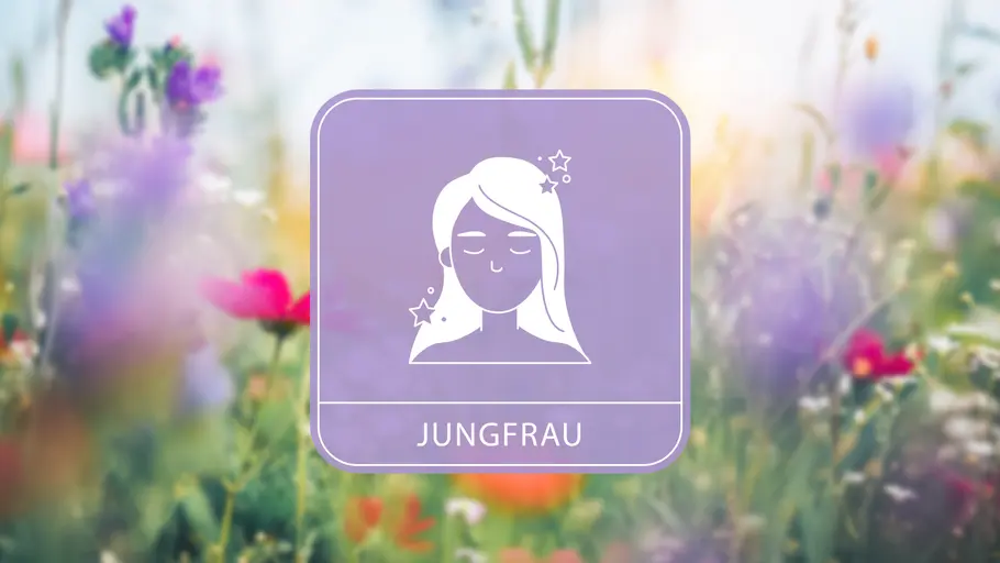 Das Frühlingshoroskop 2025: Sternzeichen Jungfrau Sternzeichensymbol mit Blumen im Hintergrund