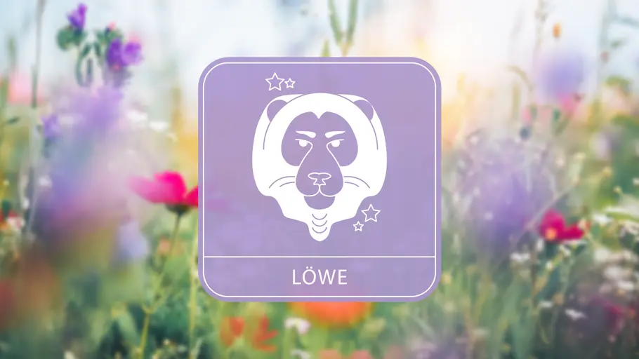 Das Frühlingshoroskop 2025: Sternzeichen Löwe Sternzeichensymbol mit Blumen im Hintergrund