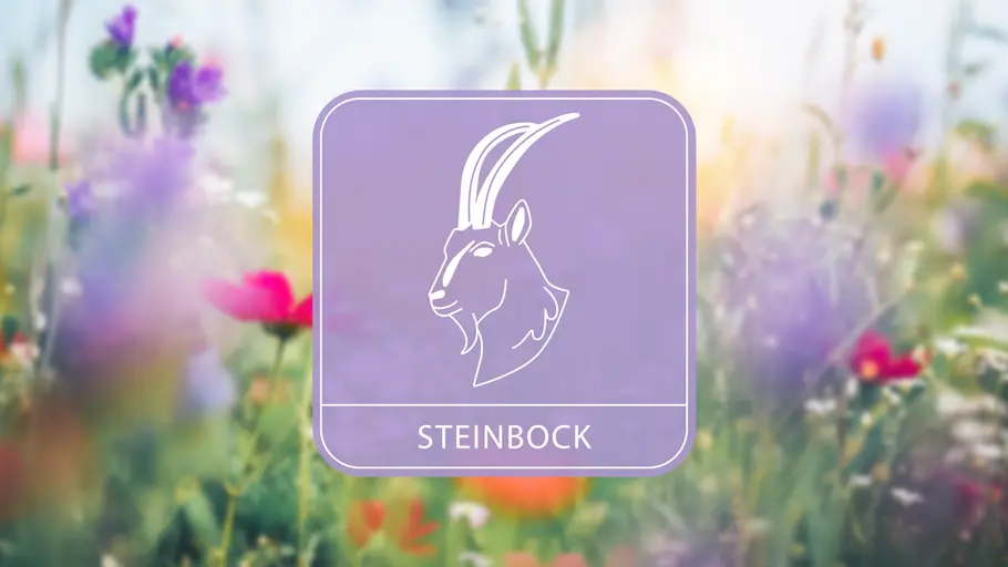 Das Frühlingshoroskop 2025: Sternzeichen Steinbock Sternzeichensymbol mit Blumen im Hintergrund