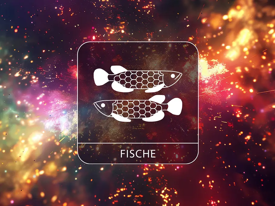 Sternzeichen Fische vor einem farbenfrohen und glitzernden Hintergrund