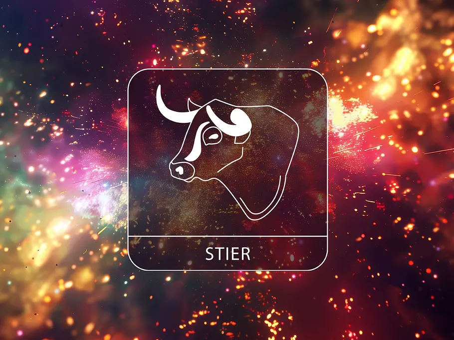 Sternzeichen Stier vor einem farbenfrohen und glitzernden Hintergrund
