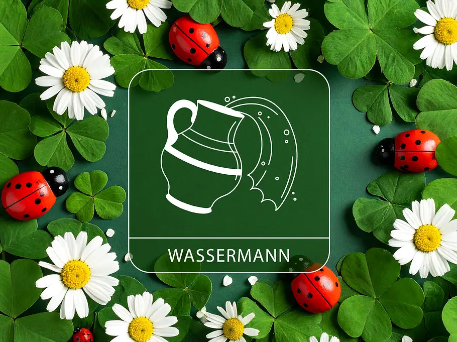 Sternzeichen Wassermann vor Glückshintergrund