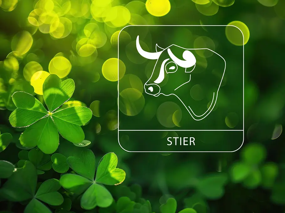 Sternzeichen Stier umgeben von Glücksklee