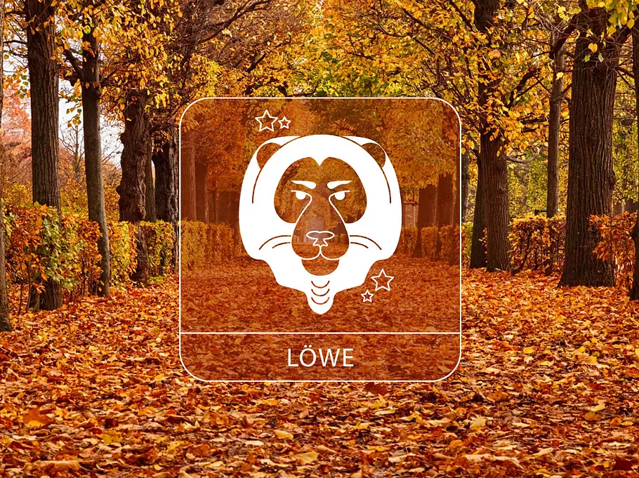 Abbildung vom Sternzeichen Löwe in einem Herbstpark