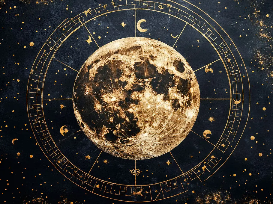 Vollmond in astrologischer Zeichnung