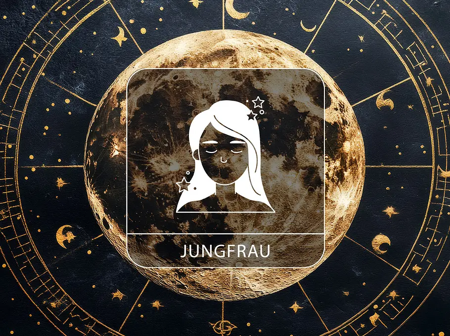 Sternzeichen Jungfrau vor Vollmond-Hintergrund