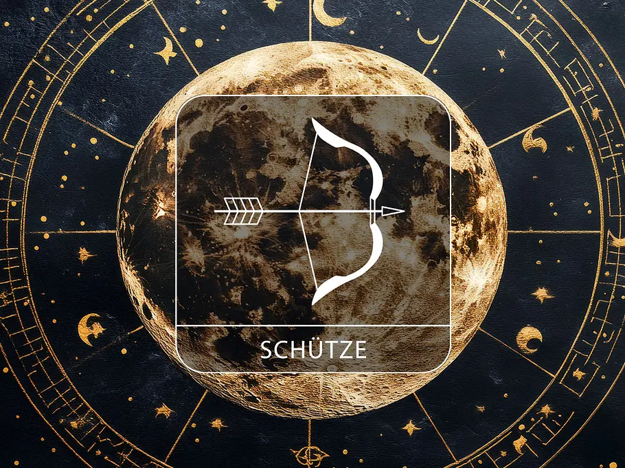 Sternzeichen Schütze vor Vollmond-Hintergrund