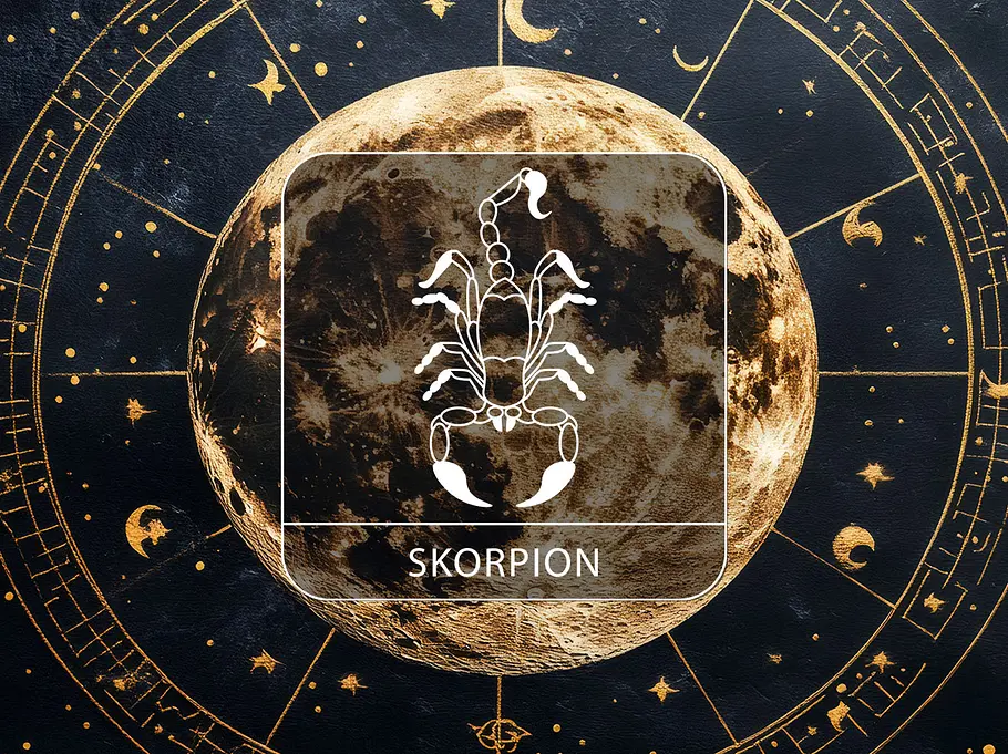 Sternzeichen Skorpion vor Vollmond-Hintergrund