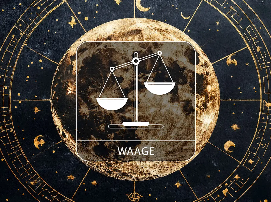 Sternzeichen Waage vor Vollmond-Hintergrund