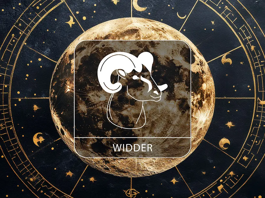 Sternzeichen Widder vor Vollmond-Hintergrund