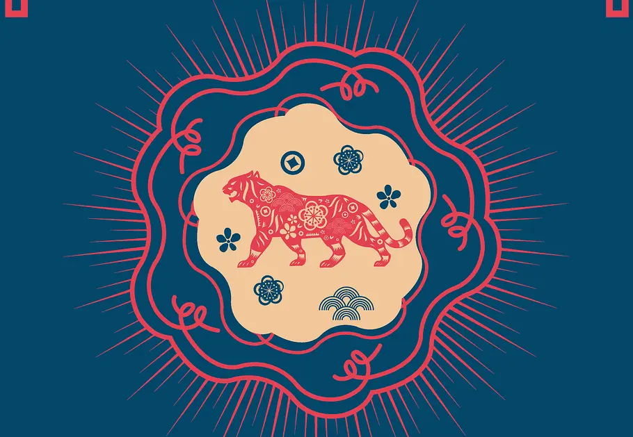 Chinesisches Horoskop: Bester Februar 2025 Illustration des Sternzeichens Tiger