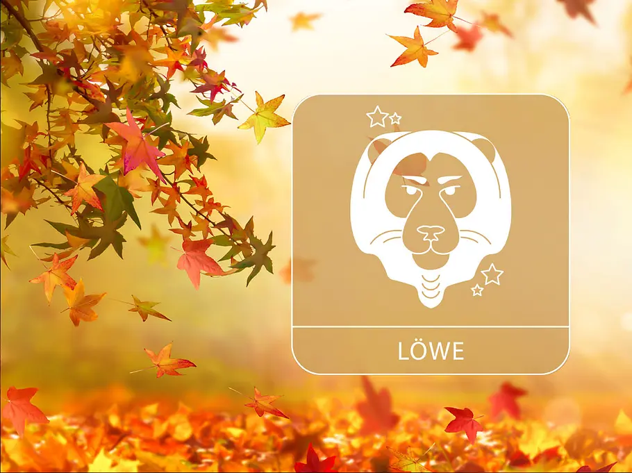 Sternzeichen Löwe vor einem herbstlichen, goldenen Hintergrund