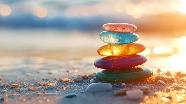 Turm aus bunten Steinen am Strand - Foto: MashMash / AdobeStock Turm aus bunten Steinen am Strand - Foto: MashMash / AdobeStock