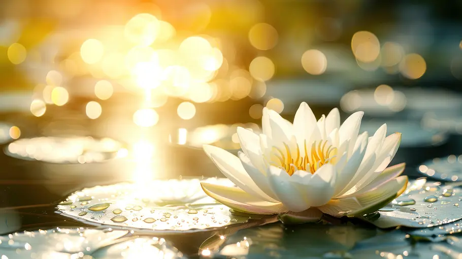 Lotusblüte auf einem Teich im Sommerlicht